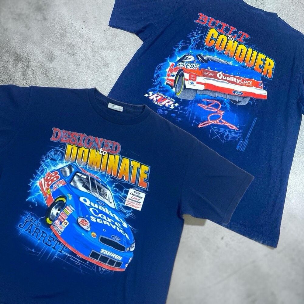 Vintage Chase Authentics Dale Jarrett Double Sided AOP T Shirt NASCAR #88 LARGE